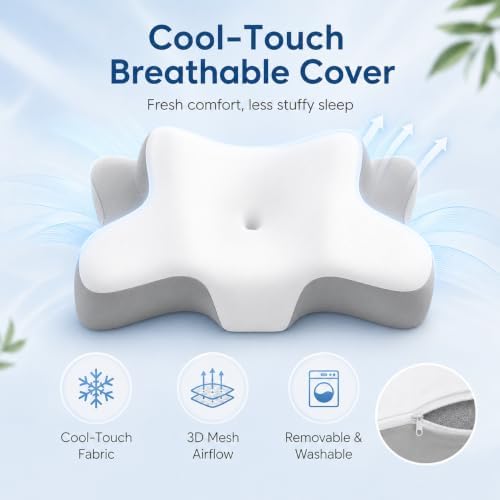 jiaao Cervical Neck Pillow for Pain Relief, Memory Foam Neck Support, White - Image 7