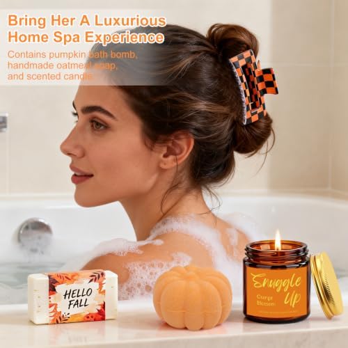 Orange Fall Gifts for Women, Halloween Pumpkin Gifts, Birthday Gift Basket - Image 4
