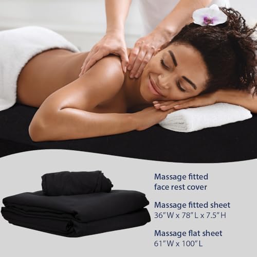 ForPro Premium Microfiber 3-Piece Massage Sheet Set, Black - Image 6