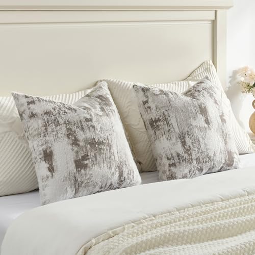 FUTEI Pack of 2 Faux Cashmere Throw Pillow Covers 12x20 Inch,Taupe White - Image 6