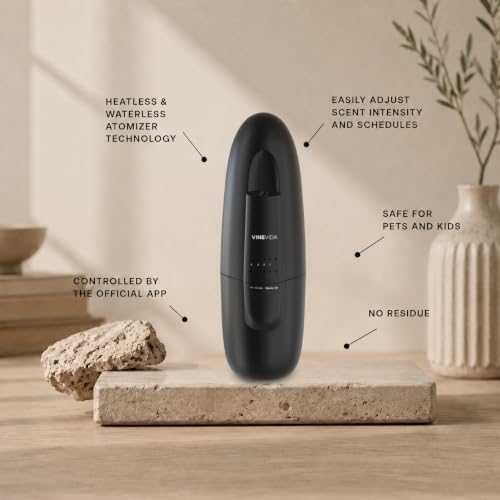 VINEVIDA Studio Plug-in Diffuser for Essential Oils - Discreet 100ml Aroma Diffuser for Home and Office - Automatic Shut-Off for 12 hrs of Continuous Fragrance (Black) - Image 6