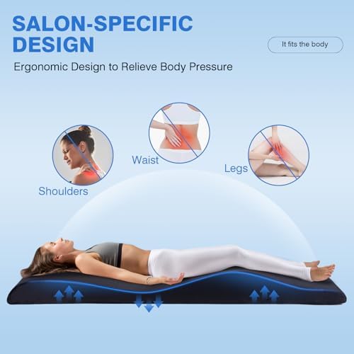 MoyRetty Curved Lash Bed Foam Topper (23''*70'), High Density Foam Massage Cushion with Removable Beauty Salon Bed Cover (Black) - Image 6