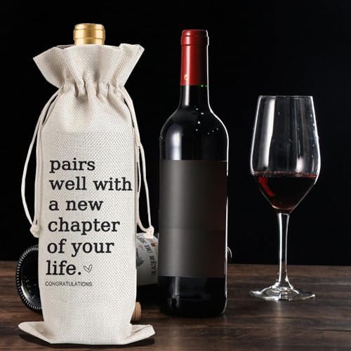 2Pcs New Chapter Wine Gifts Bag Next Chapter Wine Bag, Pairs Well With a New Chapter of Your Life with 2Pcs Kraft Blessing Cards and natural jute rope - Image 4