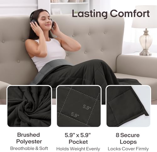 ZonLi Weighted Blanket for Adults (48"x72", 15lbs, Grey/Black) - Image 6