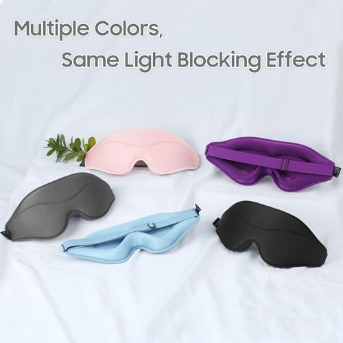 Sleep Mask - Total Blackout 3D Sleeping Mask, Super Lightweight & Silky Soft Eye Mask for Sleeping, Fully Adjustable Fit for Home, Traveling, Meditation, Yoga, Light Blue, Mothers Day Gifts - Image 7