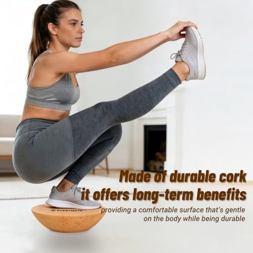 EVERYMATE Cork Balance Board Kit, Foot & Ankle Strengthener with Massage Roller/Ball,Balance Board Half & Half-Moon Ball, for Enhance Mobility & Prevent Falls Improve Foot Function for Home/Office/Gym - Image 7