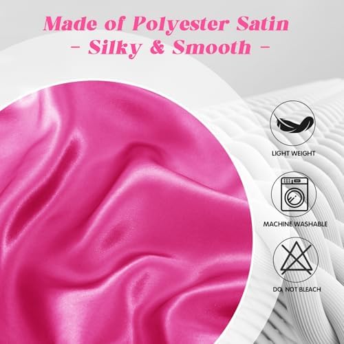 P Pothuiny Hot Pink Satin Cervical Pillow Case Cover 1-Pack with Zipper - Image 7