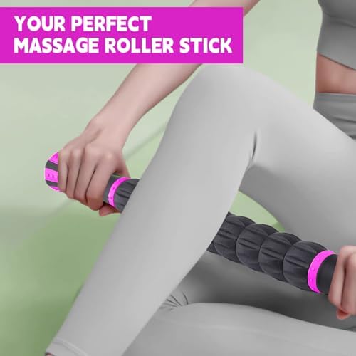Muscle Roller Stick for Athletes, Massage Roller Stick, Lymphatic Drainage and Liposuction Massage Roller, Relieves Muscle Soreness, Trigger Points, for Physical Therapy and Recovery (Purple & Black) - Image 7