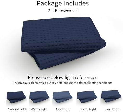 100% Egyptian Cotton 600 TC Waffle Weave Pillowcases King Size 2 Pack - Image 7