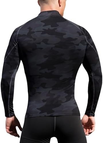 SPVISE Men's Compression Shirts Long Sleeve Mock Turtleneck Workout Tops - Image 7