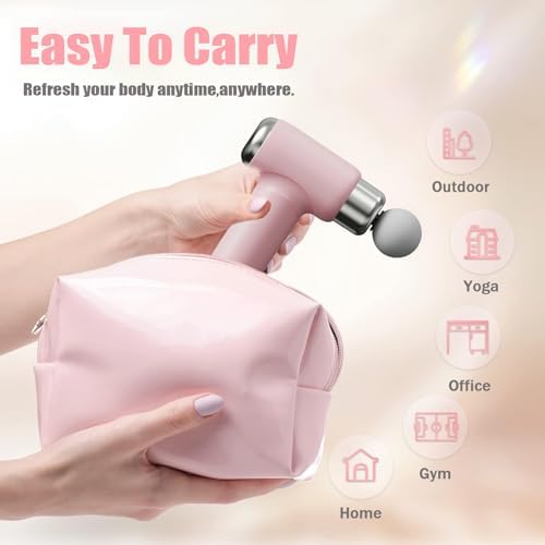 Mini Massage Gun, Powerful Fascial Gun Portable Deep Tissue Percussion Muscle Back Head Massager for Pain Relief with 5 Massage Heads High-Intensity Vibration Rechargeable Small Best Gifts for Dad Mom - Image 2