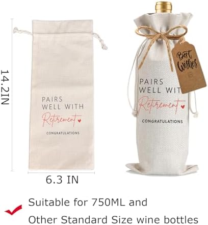 1Pcs Retirement Gifts for Women Men Farewell Gifts for Friends Retirement Wine Bag with 1Pcs Kraft Blessing Cards and natural jute rope - Image 2