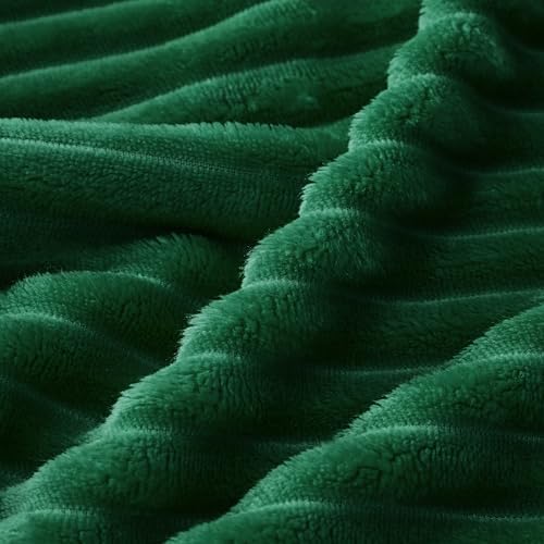 Bnuitland Fleece Throw Blanket, 300GSM Soft Warm Cozy Fluffy Throw for Babys & Pets, Stripe Pattern, All Season Sofa Bed Blanket for Home Decor, Dark Green 50"x40" - Image 7