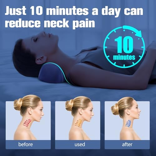 COMFYTHERA Small Neck Stretcher Pillow for Pain Relief, Soft Cervical Traction Device Neck Mild Support Pillow Memory Foam Cervical Neck Orthopedic Pillow for Tension Muscle Relax Relief (Dark Blue) - Image 6