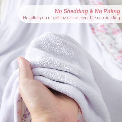 Viviland Cooling Muslin Blanket Queen Size for Bed Summer Gauze Blanket for Adults Breathable Lightweight Soft for Hot Sleepers Linen 90 x 90 Inches Pink Purple Flowers - Image 6