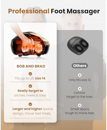 BOB AND BRAD Foot Massager Machine with Heat, FSA Eligible HSA Shiatsu Foot Massager for Plantar Fasciitis & Neuropathy with Kneading & Compression, Cordless Remote Control, Gift for Family, Size 14 - Image 2