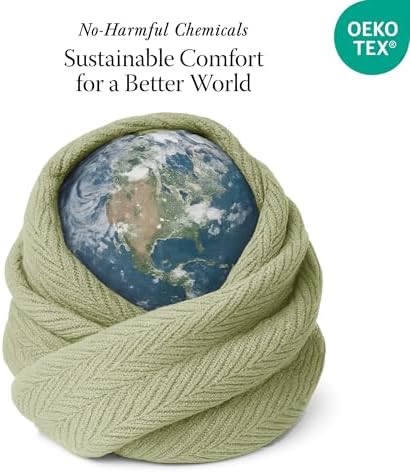 Threadmill Luxury 100% Cotton Twin Herringbone Blanket, Moss Green - Image 6