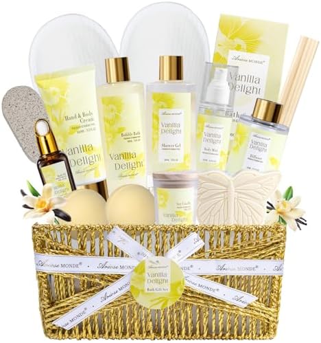 Spa Gifts for Women, 15Pcs Vanilla Rose Women Spa Gift Baskets by Ariosemonde
