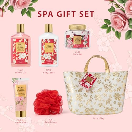 Spa Gifts, Birthday Gifts - 6Pcs Rose Bath and Body Spa Gift Sets for Women - Image 3