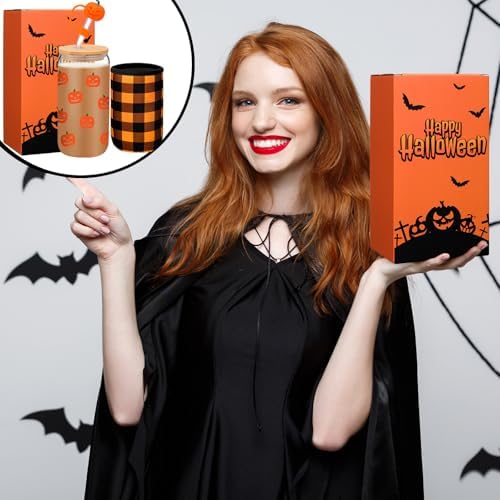 Blushtier 3 Pcs Halloween Pumpkin Gifts Sets Tumbler Cup Sleeve Gifts Box - Image 5