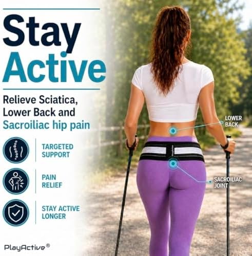 PlayActive Sacroiliac SI Joint Hip Belt - Lower Back Support Brace for Men and Women Braces Pain Pelvic Trochanter Sciatica Pelvis Lumbar Relief (XL-XXL) - Image 2