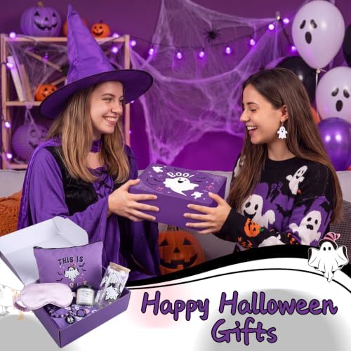 9 Pcs Boo Basket Stuffers for Women Purple Halloween Spooky Gift Box - Image 3