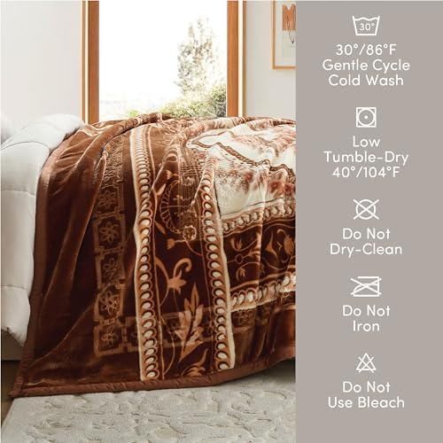 Nestl Korean Mink Blanket Queen Size - 9 Lbs Velvet Fleece Korean Blanket - 2 Ply Warm & Thick Winter Blanket - Wrinkle & Fade Resistant - 79 x 94 Inches (Brown) - Image 6