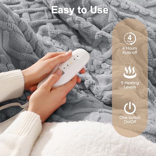 Heated Throw Blanket 50"x60"-Small Electric Blanket Throw for Office, Grey - Image 6