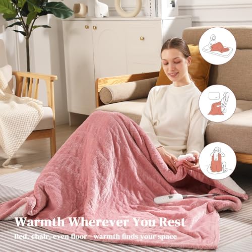 Pink Heated Blanket Throw Heated Throw - Electric Lap Blankets for Adults - Image 6