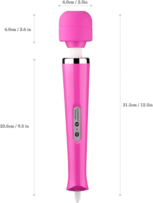 CHARMING 10 Speeds Wired Powerful Handheld Back Massager with Strong Vibration Wand, Personal Therapy Massager for Sports Recovery, Muscle Aches, Body Pain- Rose red - Image 2