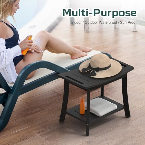 Waterproof HIPS Shower Bench for Inside Shower, Shower Stool, Black - Image 7