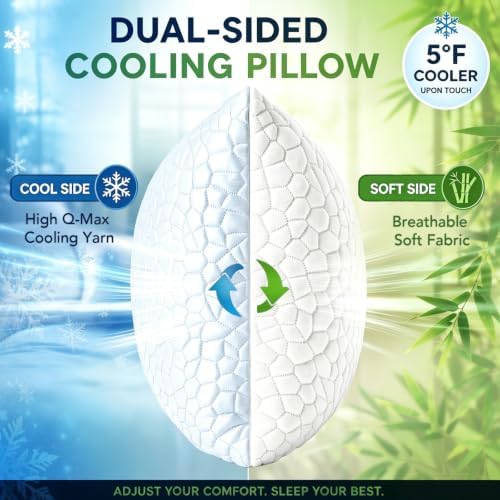 SUPA MODERN Cooling Pillow Queen Size Set of 2, CertiPUR-US Shredded Memory Foam Pillows for Sleeping, Cool Bed Pillows for Hot Sleepers, Adjustable Firm Pillow for Side,Back,Stomach Sleepers - Image 2