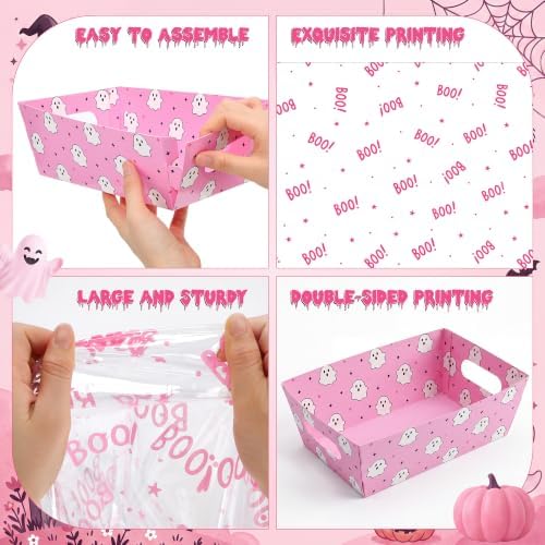 Maitys 24 Sets Halloween Empty Gift Baskets Bulk with Boo Cellophane Bags - Image 4