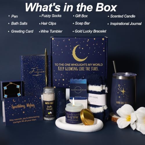 Starry Sky Good Luck Gifts Baskets, 10Pcs Self Care Birthday Gift for Women - Image 2