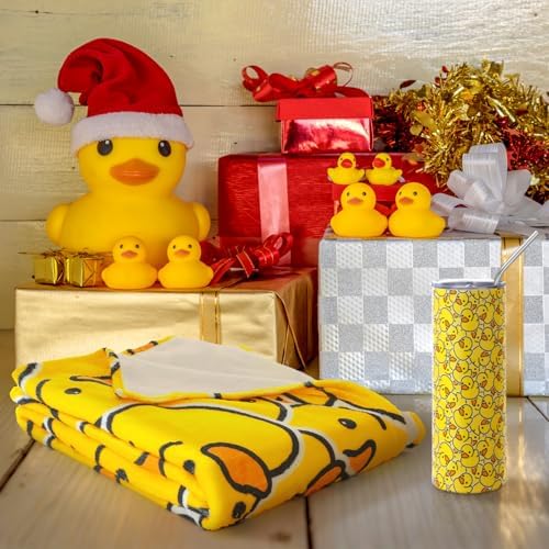 HunnmingRe 3 Pcs Yellow Duck Gifts for Women Throw Blanket 20 oz Tumbler with Lids and Straw Socks Plush Warm Gift Basket for Halloween Christmas Birthday Animal Lover - Image 3