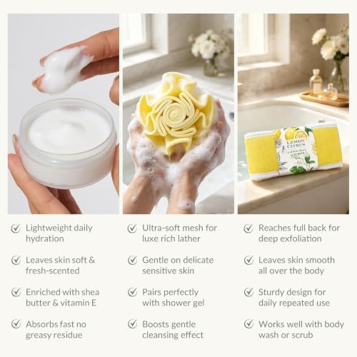Lemon Bath Gift Set for Women, Spa Gift Basket & Self Care Birthday Gifts - Image 6