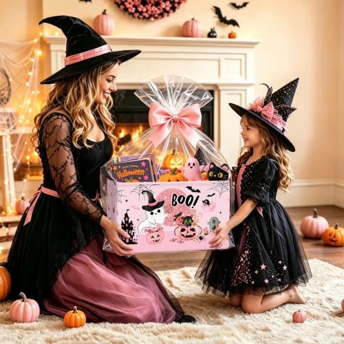 Clastyle 3 Pcs Halloween Spooky Gift Basket Ghost Pink Baby Boo Storage Bin - Image 6