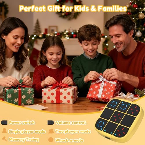 KOQQQ Rechargeable Tic-Tac-Toe Bolt Game, Upgraded 4-in-1 Handheld Puzzle Console, Electronic Educational Memory Game, Portable Travel Car Ride Board Games for Kids Adults (Yellow) - Image 7