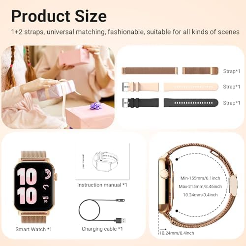 Smart Watches for Women - 1.83'' HD 2026 Fitness Tracker with Answer and Make Calls with 120+ Sport Modes IP68 Waterproof Heart Rate Sleep SpO2 Monitor and Compatible iPhone and Android (Gold) - Image 7
