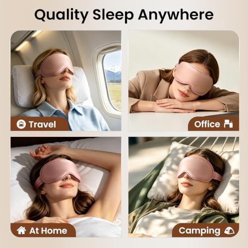 Weighted Eye Mask for Sleep, 3D Blackout Sleep Mask for Women Men, Pink - Image 7