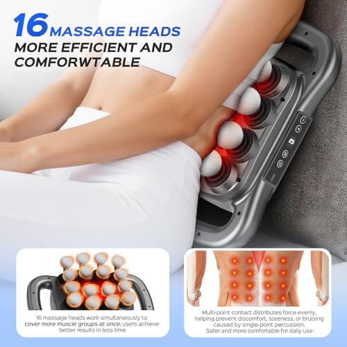 16 Head Massage Gun Set, Deep Tissue Percussion Massager, 2600mAh Quiet Electric Massage Tools with 9 Styles & Levels for Back, Shoulders, Legs, Foot, Body Muscle Pain Relief, Color Gunmetal - Image 2