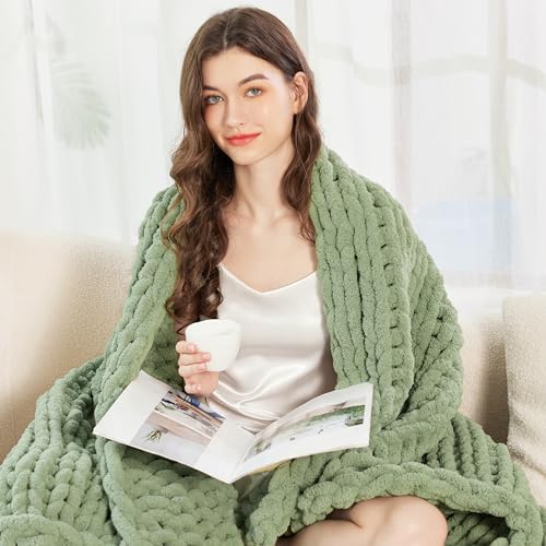 Chunky Knit Blanket Throw for Couch, 60"x80" Chunky Yarn Knitted Blankets - Image 7