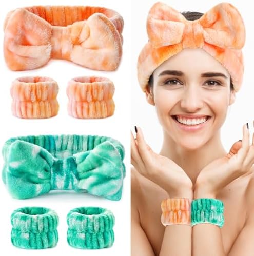 Wteehn 6pcs Headband and Wristband for Face Washing, Makeup Spa Skincare Headband, Skin Care Face Wash Headbands Wrist Bands Tools Set, for Women and Teen Girls Gifts - Image 7