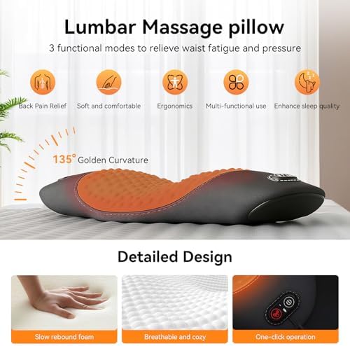 3-in-1 Electric Lumbar Support Pillow, Triple Fusion Back Massager with Heat & Massage & Traction, Back Massager for Pain Relief Deep Tissue, Designed for Daily Back Relaxation and Spine Support - Image 2