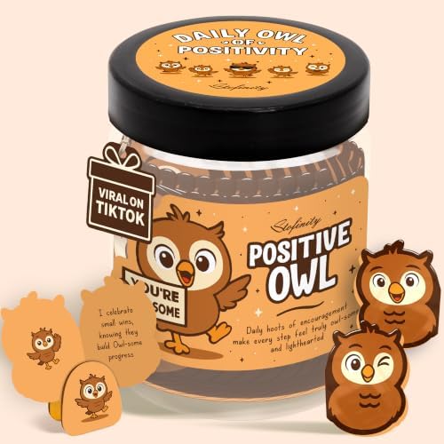 STOFINITY Positive Owl Affirmation Jar, 60 Encouragement Cards by Stofinity