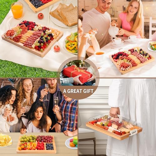 CAWIU Portable Charcuterie Board with Lid, Travel Cheese Board & Snack Tray - Image 6