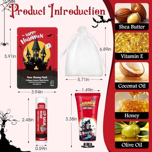 60 Pack Bulk Halloween Facial Mask, Hand Cream & Lip Balm, Halloween Gifts - Image 3