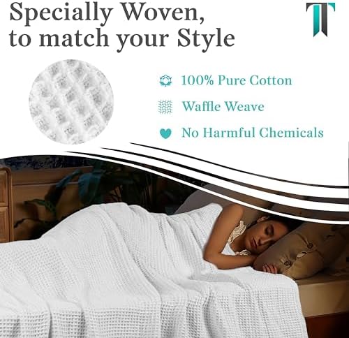 Tex Trend 100% Cotton Waffle Weave Blanket King Size - Soft, Breathable Cooling Blanket for Bed, Lightweight Cozy Summer & Spring Bedding, White, 90x108 - Image 6