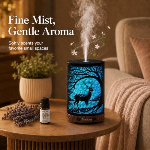 Essential Oil Diffuser, 120 ml Aromatherapy Diffuser with 7 Color Lights, Auto Shut-Off and 4 Timer Settings, Ultrasonic Cool Mist Diffuser for Home Room Office (Twilight Deer) - Image 6