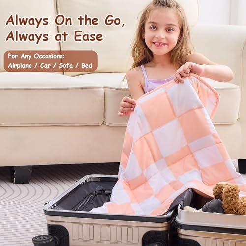 yescool Pink Checkered Weighted Lap Pad 2 Pounds Cooling Weighted Lap Blanket, Plaid Small Weighted Blanket, Weighted Throw Blankets Gifts for Travel Indoor Outdoor, 20"x30" - Image 7